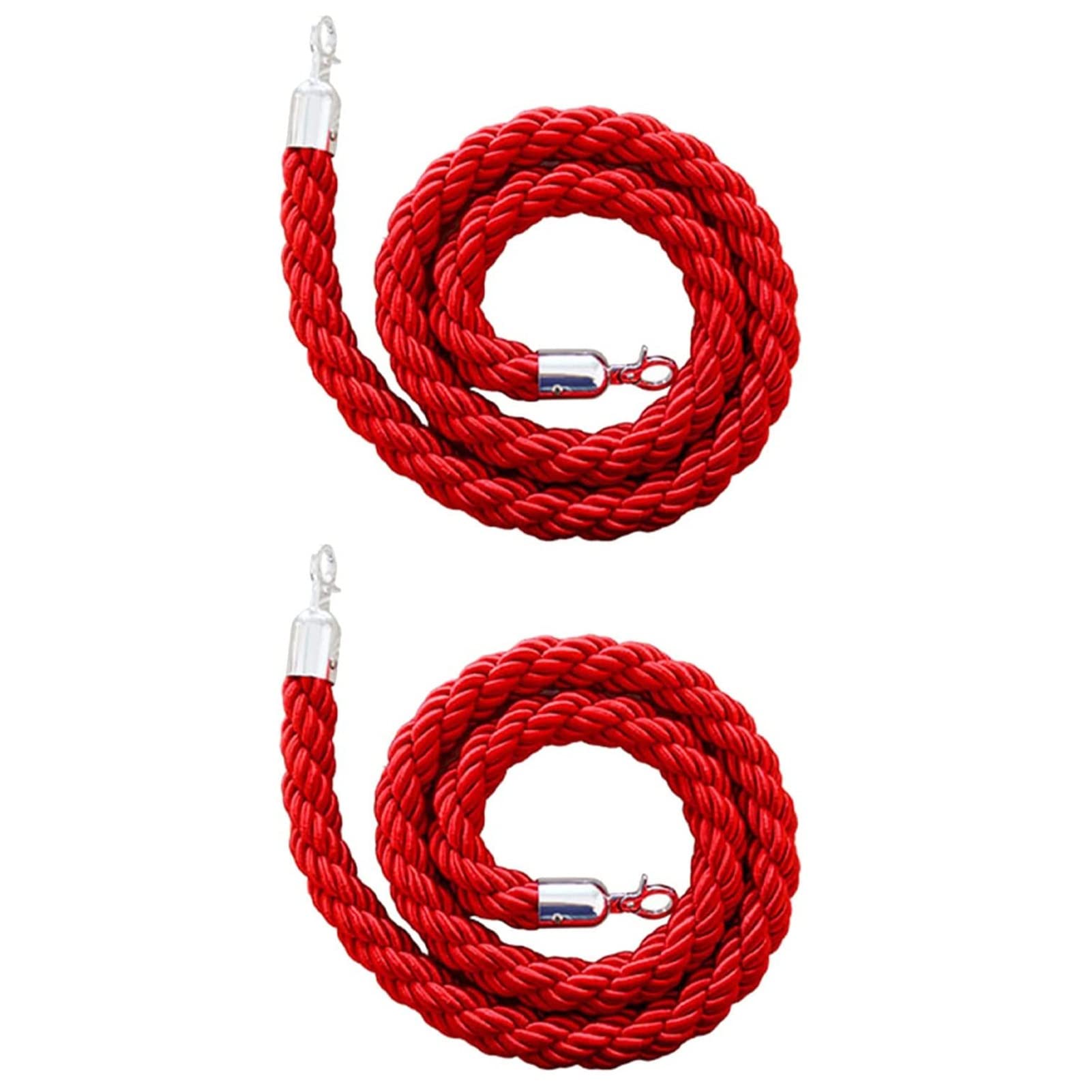 GDMDPTE Control Rope Set - 2 Twisted Hemp Ropes with Golden Hooks Red Divider for Queues Ideal for Events Cinemas Hotels and Crowd Management