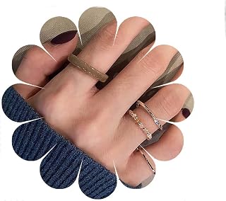 Andiyace Crystal Beaded Stretch Stacking Rings for Women - Adjustable Boho Resin Rice Bead Elastic Jewelry Set