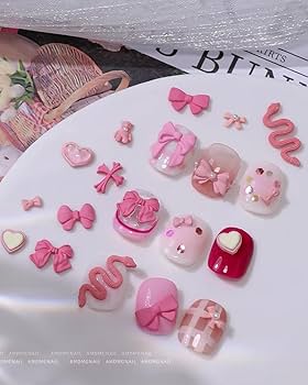 Amazon | 23個 3D ピンクネイルパーツピンクリボンネイル
