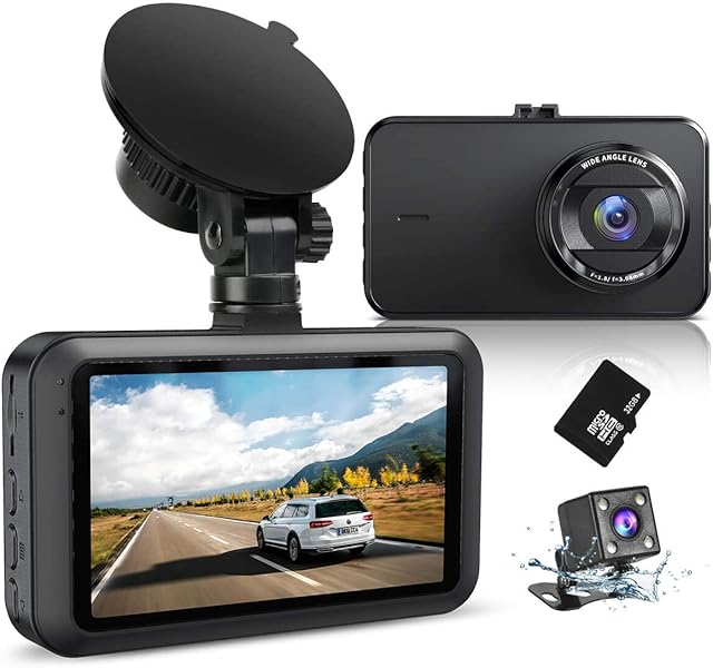 Dash Cam Front and Rear with SD Card FHD 1080P 3IPS Screen Dual Camera Dash Cams DVR Car Driving Recorder 170°Wide Angle HDR Dashboard Camera Night Vision Parking Mode Motion Detection Loop Recording