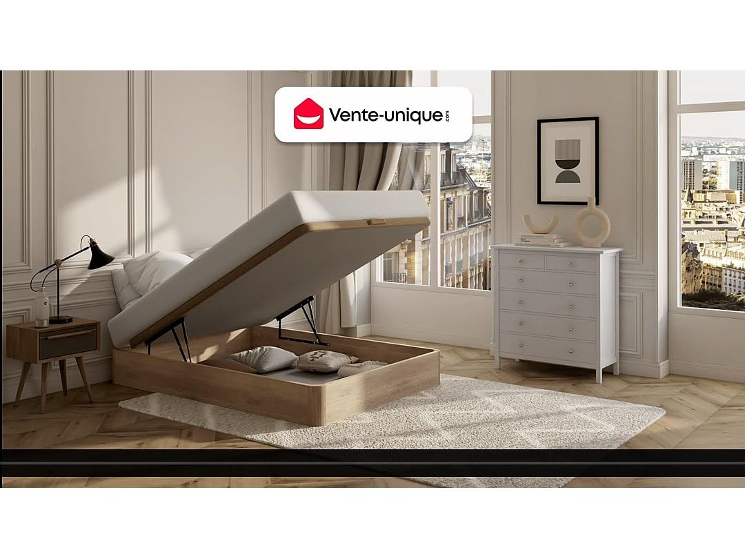 Sommier Coffre HESTIA de DREAMEA Play - Coloris chêne - 160 x 200 cm