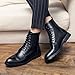 Santimon Leather Oxford Boots For Men Dress Lace-Up Combat Boots Cap Toe Classic Fashion Motorcycle Boots for Men Black 12.5 US