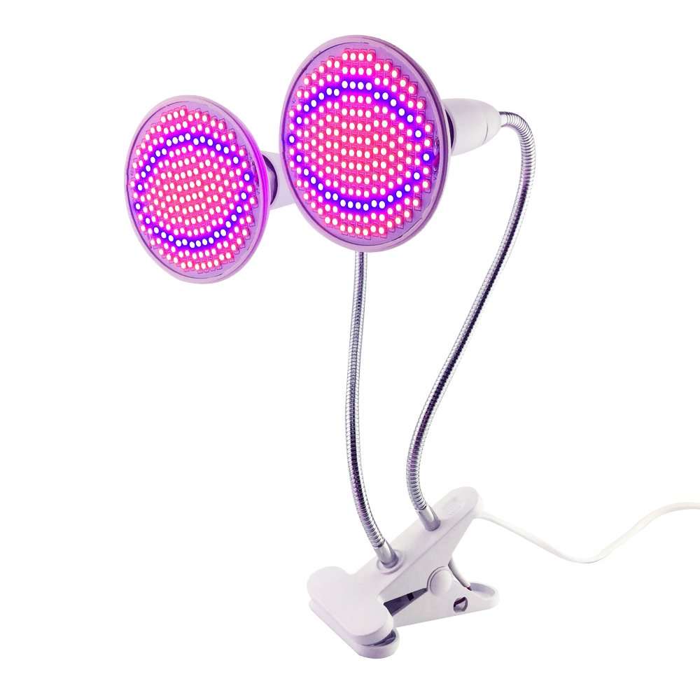 New Dual Head 24w 400 Led Plant Grow Light Bulb Lamp 360 Adjustable Gooseneck Desk Clip Holder Set Kit for Flower Vegetable Indoor Growing Garden Greenhouse Hydroponics
