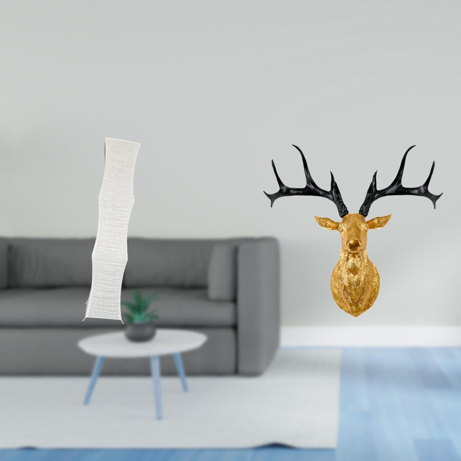 Enakshi® Living Room Floor Lamp Shade with Deer Head Wall Sculpture Resin Collectible Boho Artwork for Office Home Decor Standing Lamp Light Cover Lampshade-image-6