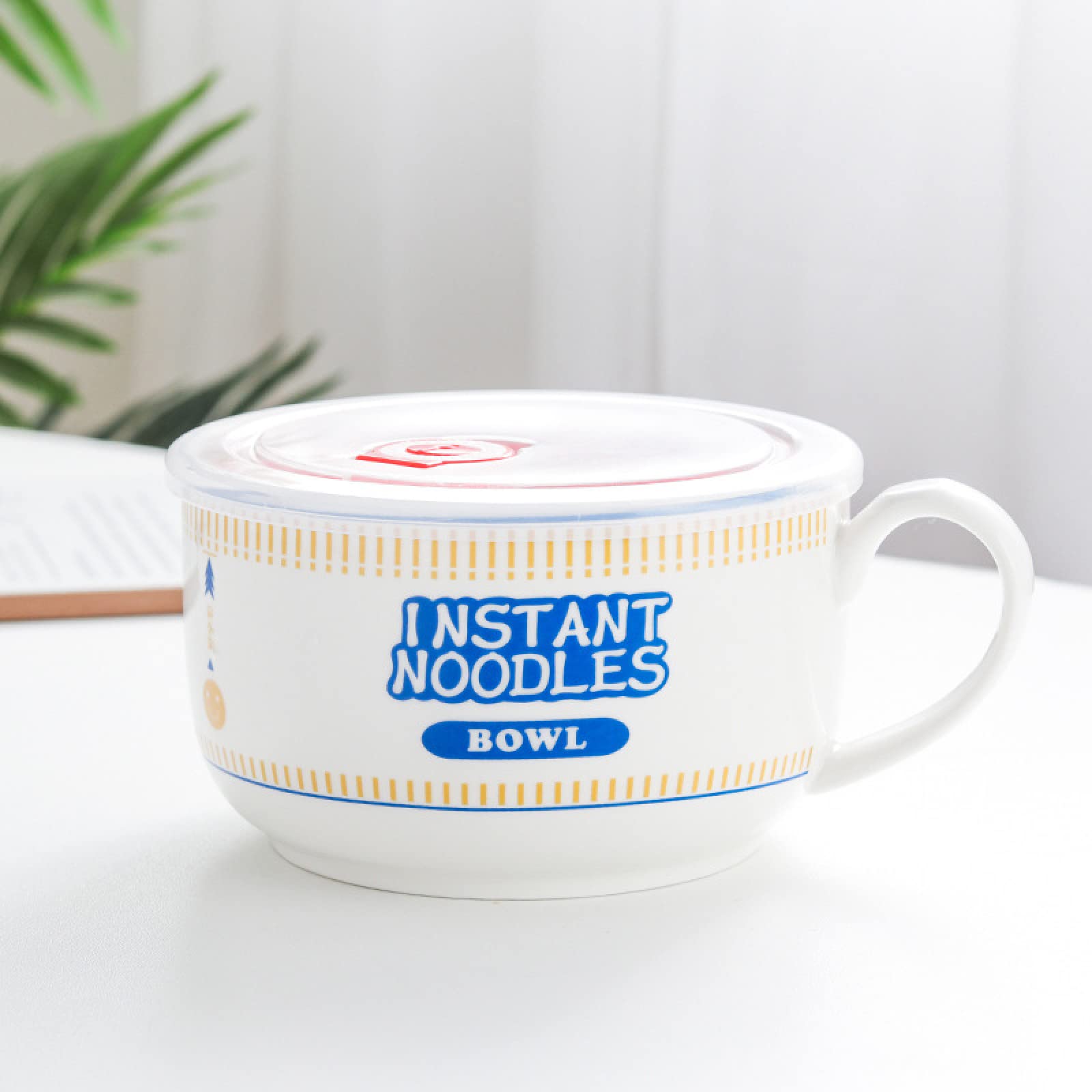 Amazon.co.jp: セラミックインスタントラーメンボウルマグ、カバー付き