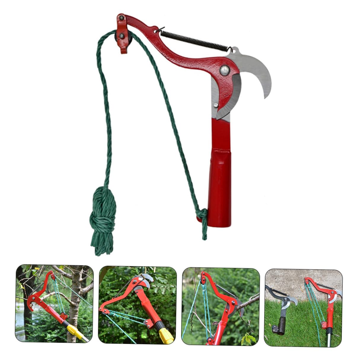 Astschere mit Seil aus Stahl für Schwere Schnittarbeiten Rot | Gartenschere mit Seil, Labor Sparende Hand Schere, für Gras und Zweige