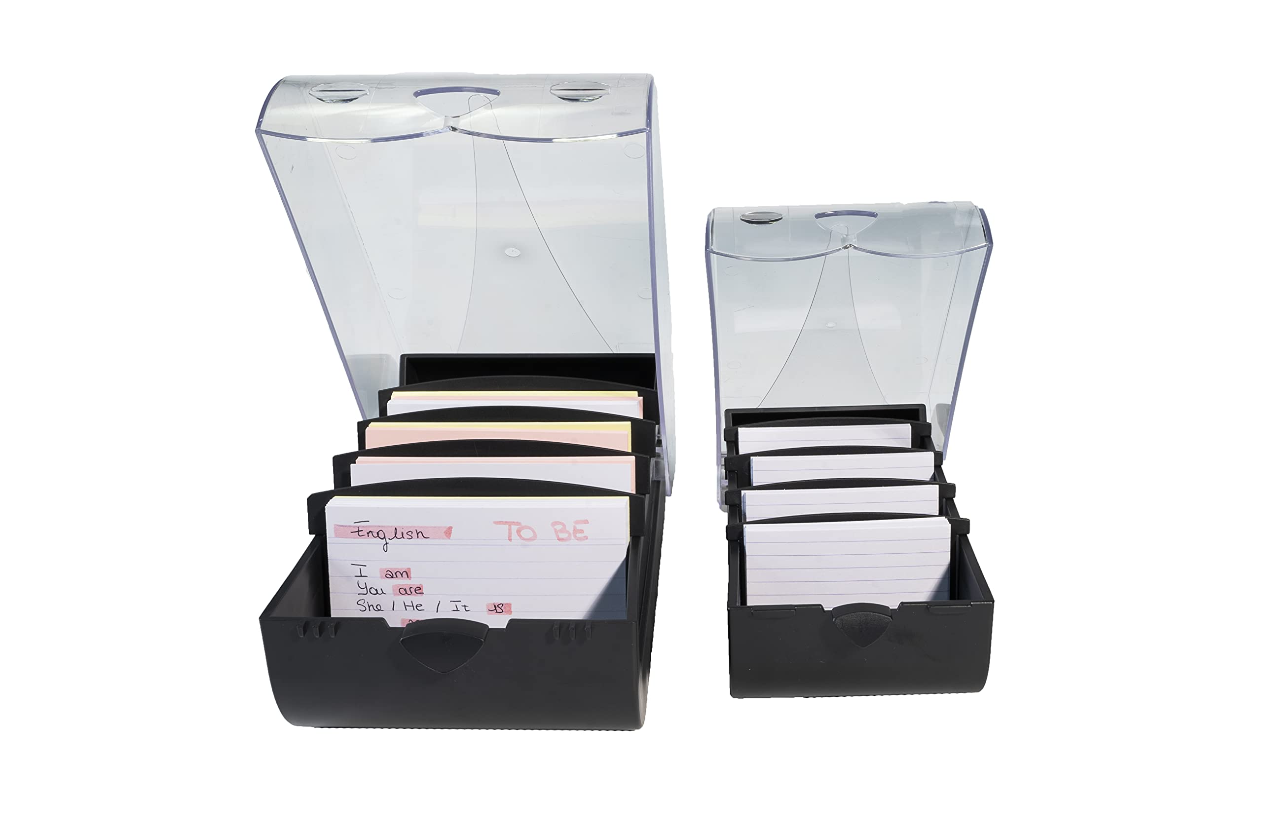 Exacompta - Rif. 5341423D - Scatola di apprendimento per carte di revisione Bunny Box - A7 (250 x 132 x 85 mm) in dimensioni, può contenere fino a 900 carte formato A7 - Ufficio nero e trasparente