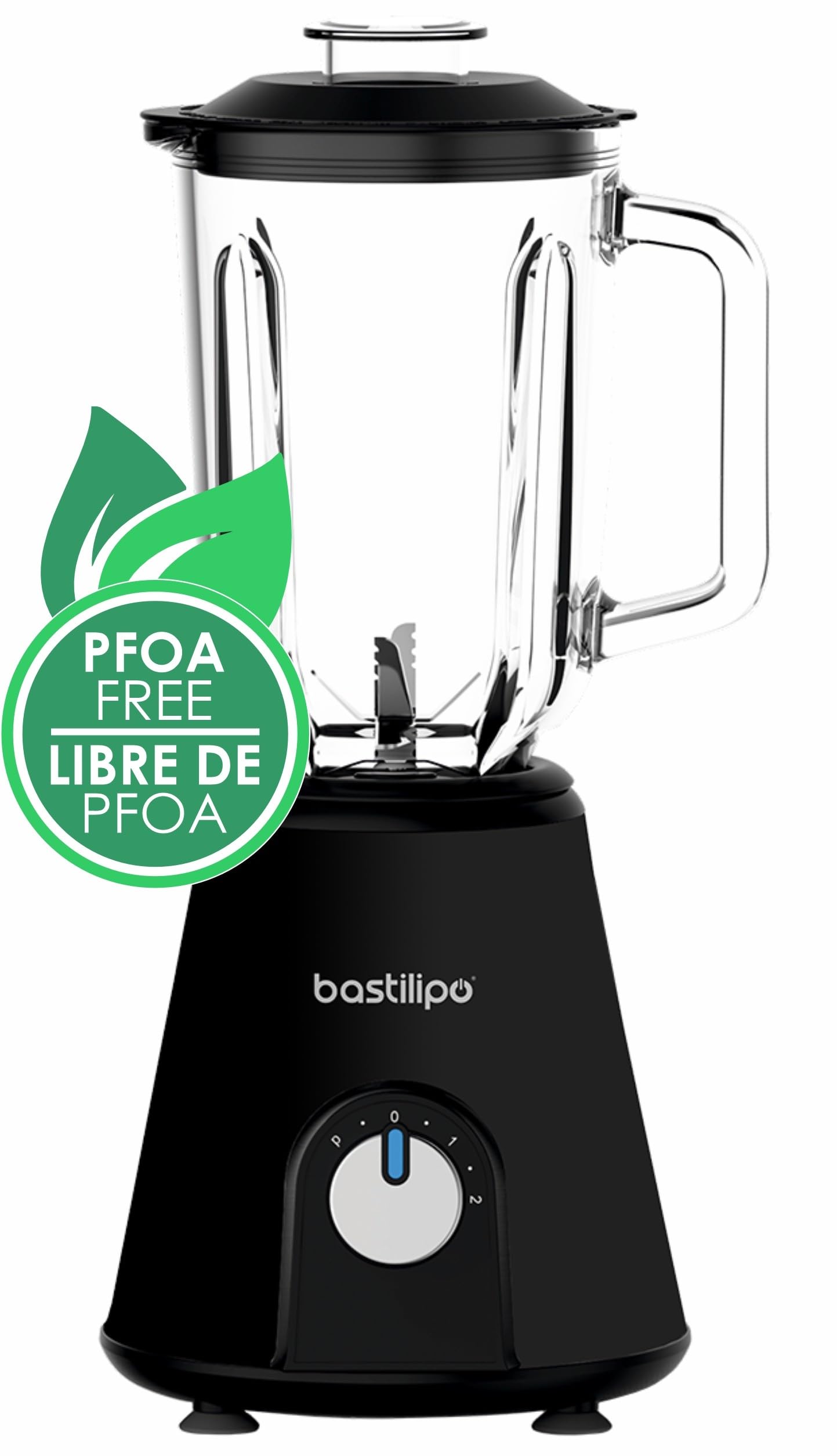 Batidora BVA-800 N - Batidora 800W de 6 cuchillas de acero inoxidable y jarra de cristal de 1,5 Litros - 2 velocidades con función Pulse