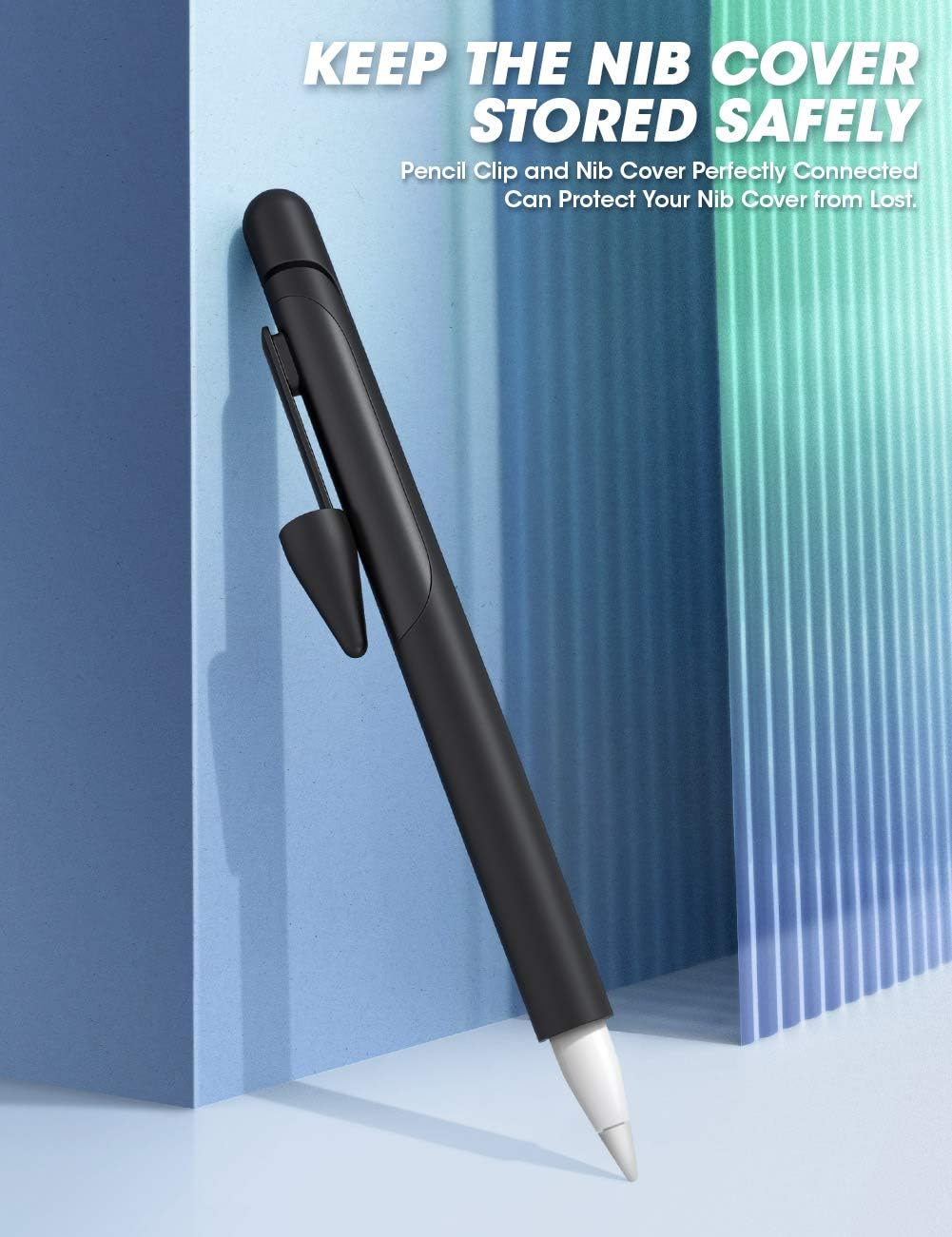 SUPCASE Silicone Protective Case for Apple Pencil (1st Generation), Anti-Slip Grip with Nib Cover (3 Pieces) Accessories (Black)
