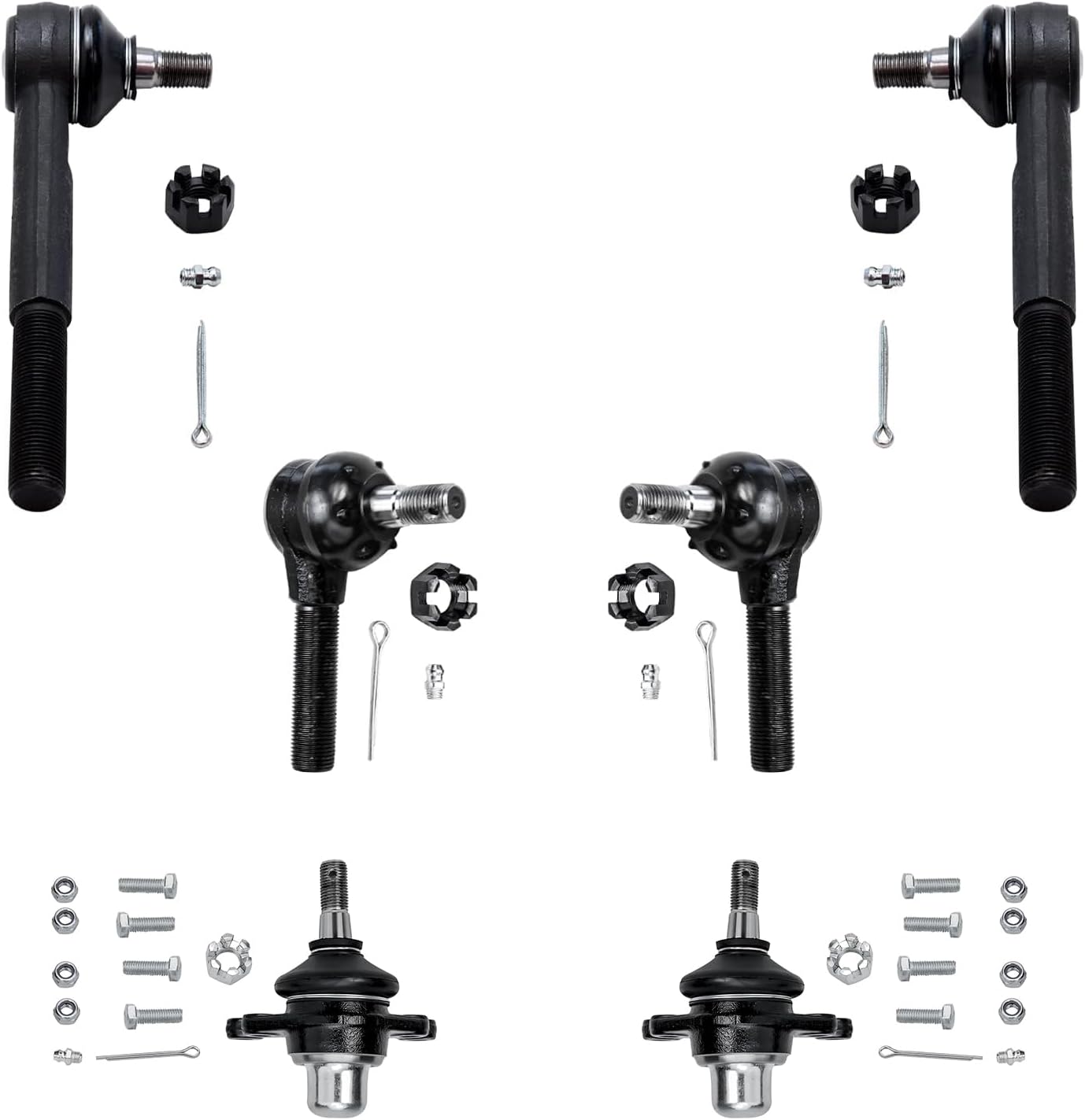 Detroit Axle - 2WD Front Tie Rods Ball Joints for 1984-1995 Toyota Pickup 4 Inner & Outer Tie Rod End Links 2 Upper Ball Joints 1985 1986 1987 1988 1989 1990 1991 1992 1993 1994 Replacement