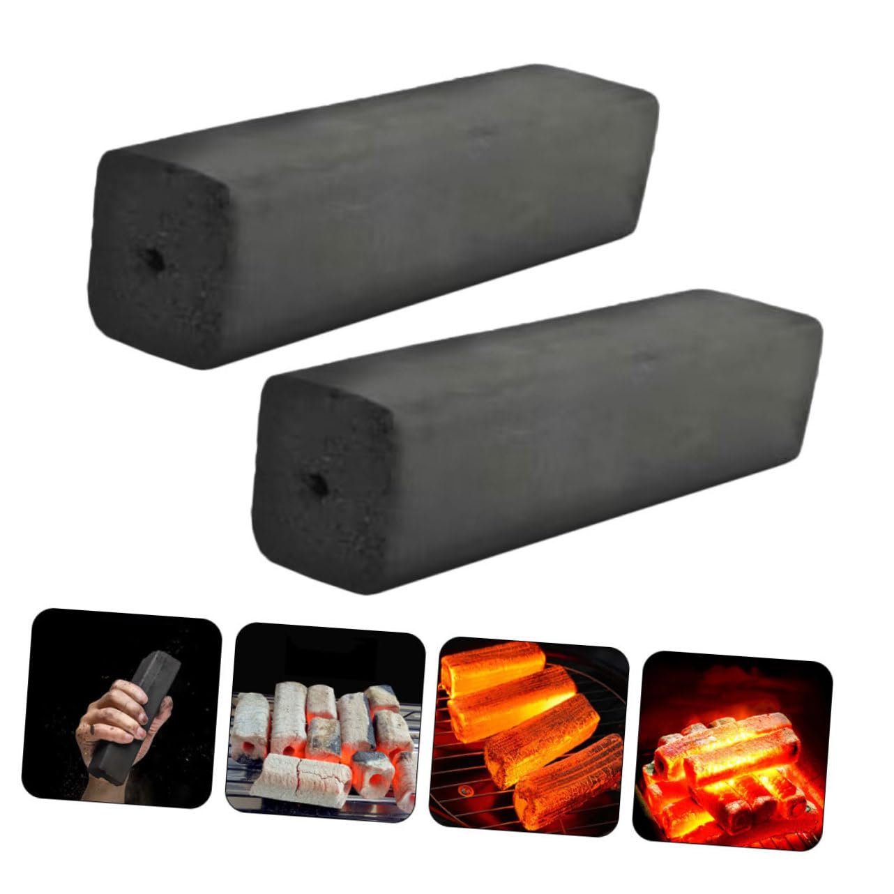 ibasenice Carbón Vegetal para Barbacoa 5 Pastillas de Madera y Bambú | Negro, Uso en Cocina y Parrilla, Formato de 5 Piezas, Apto para Profesional y Principiante de Camping