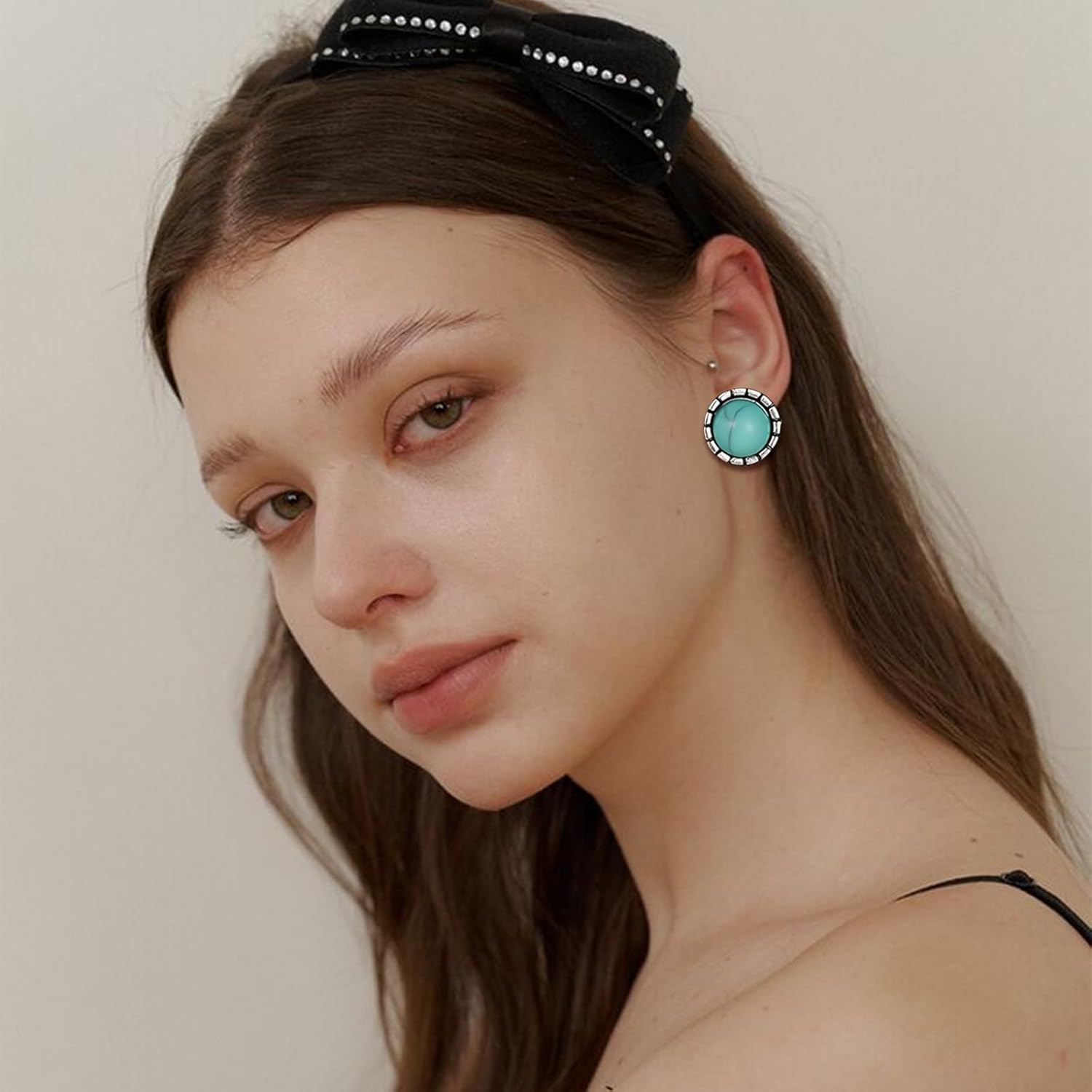 12 Pairs Bohemian Turquoise Stud Earrings Set for Women Fashion Colorful Faux Mixed Sizes Round Ball Ear Studs Earrings Handmad Turquoises Flower Earring Boho Ethnic Charm Jewelry - Image 7