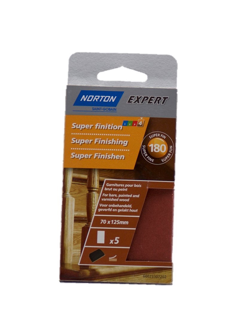 Norton Sandpaper Sheets for Plaster 70 x 125 mm Grit 120 Set of 5