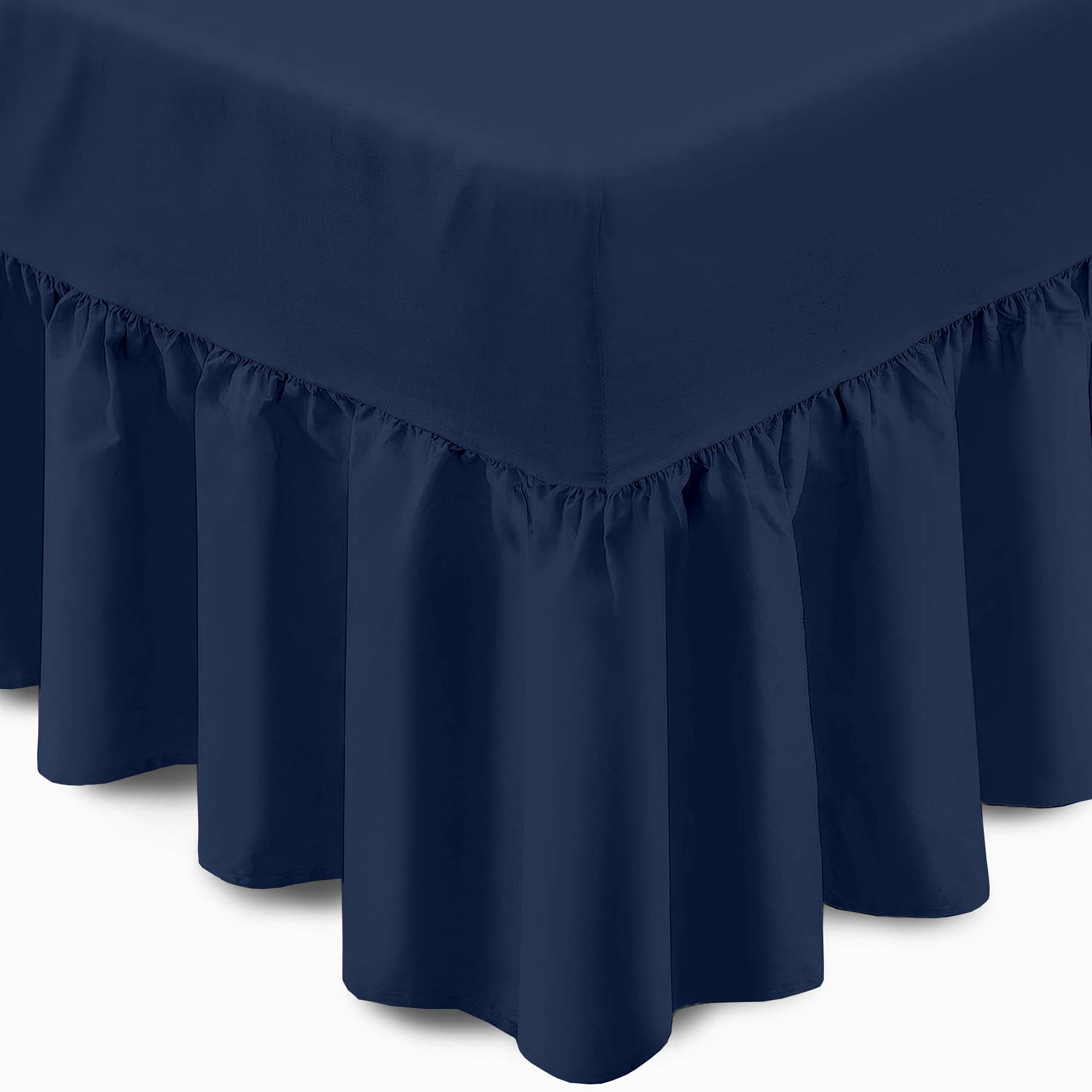 Reliance Bedding 100% Egyptian Cotton King Size Valance Fitted Sheet – 400 Thread Count Luxury Double Bed Sheet with Elegant Frill, Ultra-Soft, Breathable & Durable