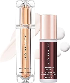 JLO BEAUTY Face Serum Set for Day & Night, Firming, Hydrating & Exfoliating Skincare with AHA, BHA & Hyaluronic Acid, Anti Aging Facial Serum, Skin Care Gift Set for Women, Travel Size, 1 Fl Oz Each