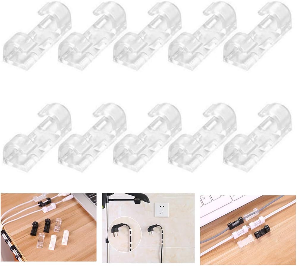 40Pcs SelfAdhesive Cable Clips Wire for Easy Cable Management in Car, Office and Home (Transparent)