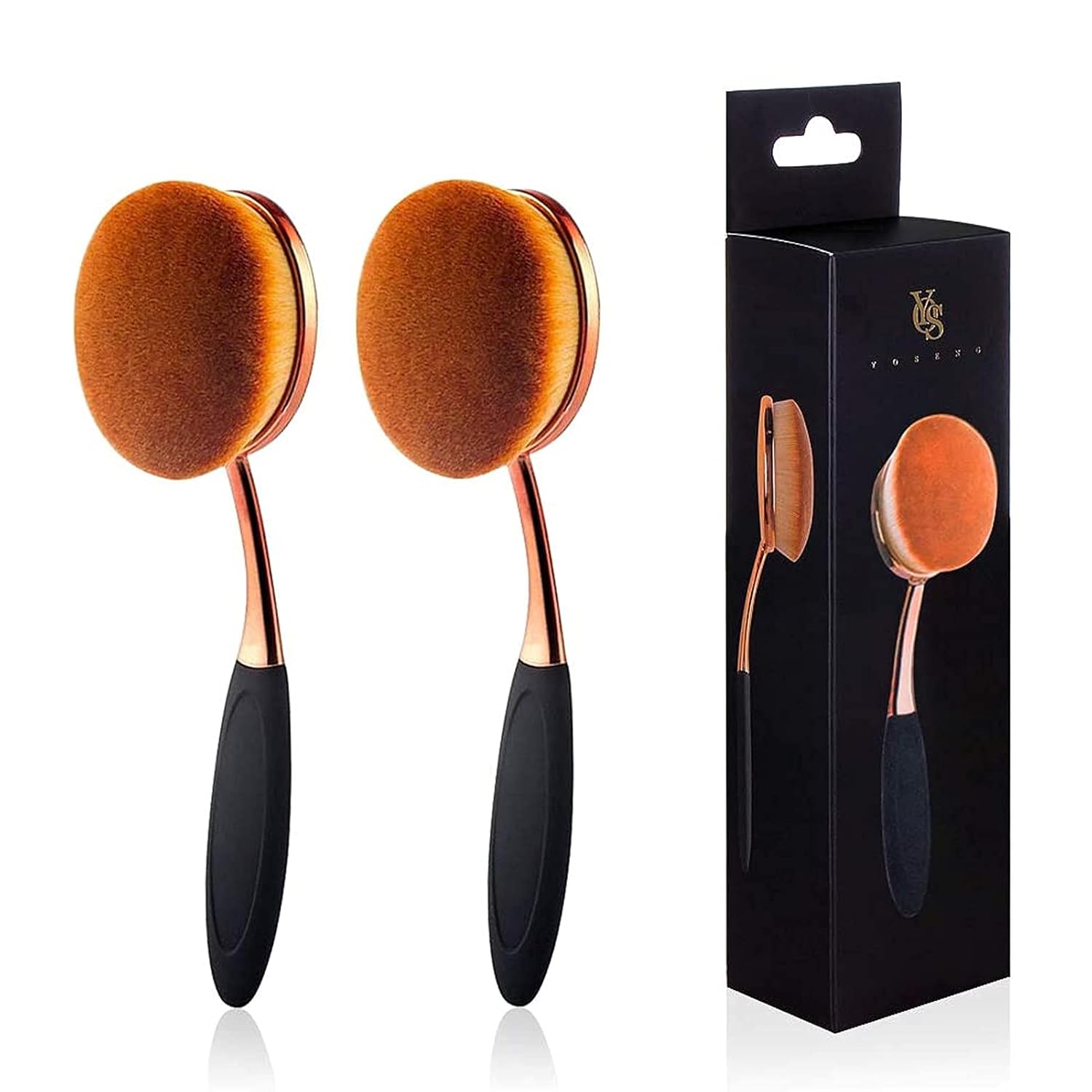 Yoseng Oval Foundation Brush Large Toothbrush makeup brushes Fast Flawless Application Liquid Cream Powder Foundation（Pack of 2）
