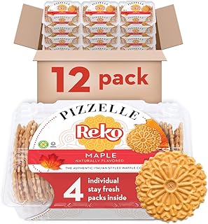 Reko Pizzelle Authentic Italian Style Waffle Cookie, Maple, 7 Ounce (Pack of 12)