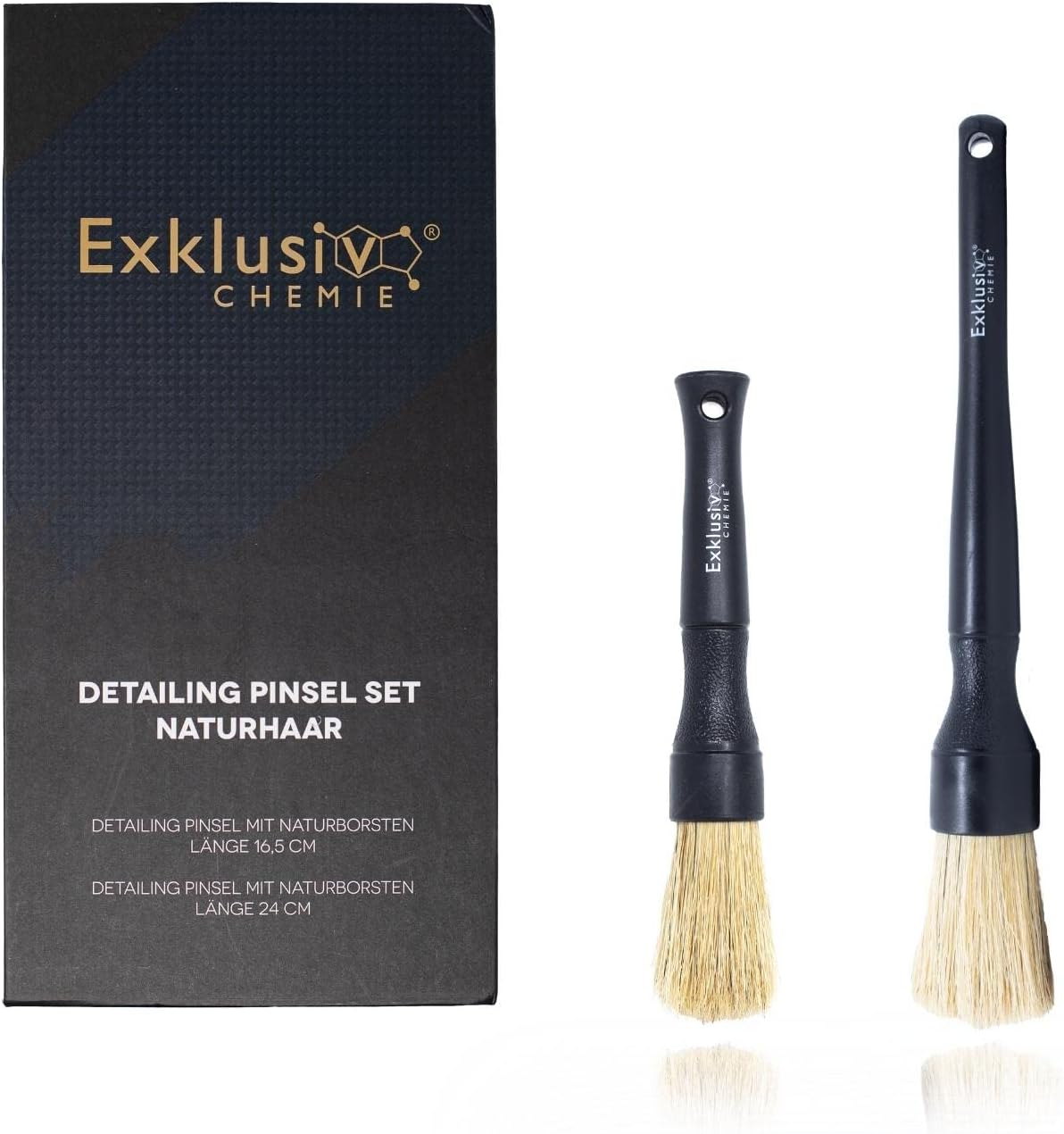 Exklusiv Chemie Detailing Brush Set Natural Hair Car Cleaning Brush Set of 2 For Sensitive Surfaces Professional Car Care