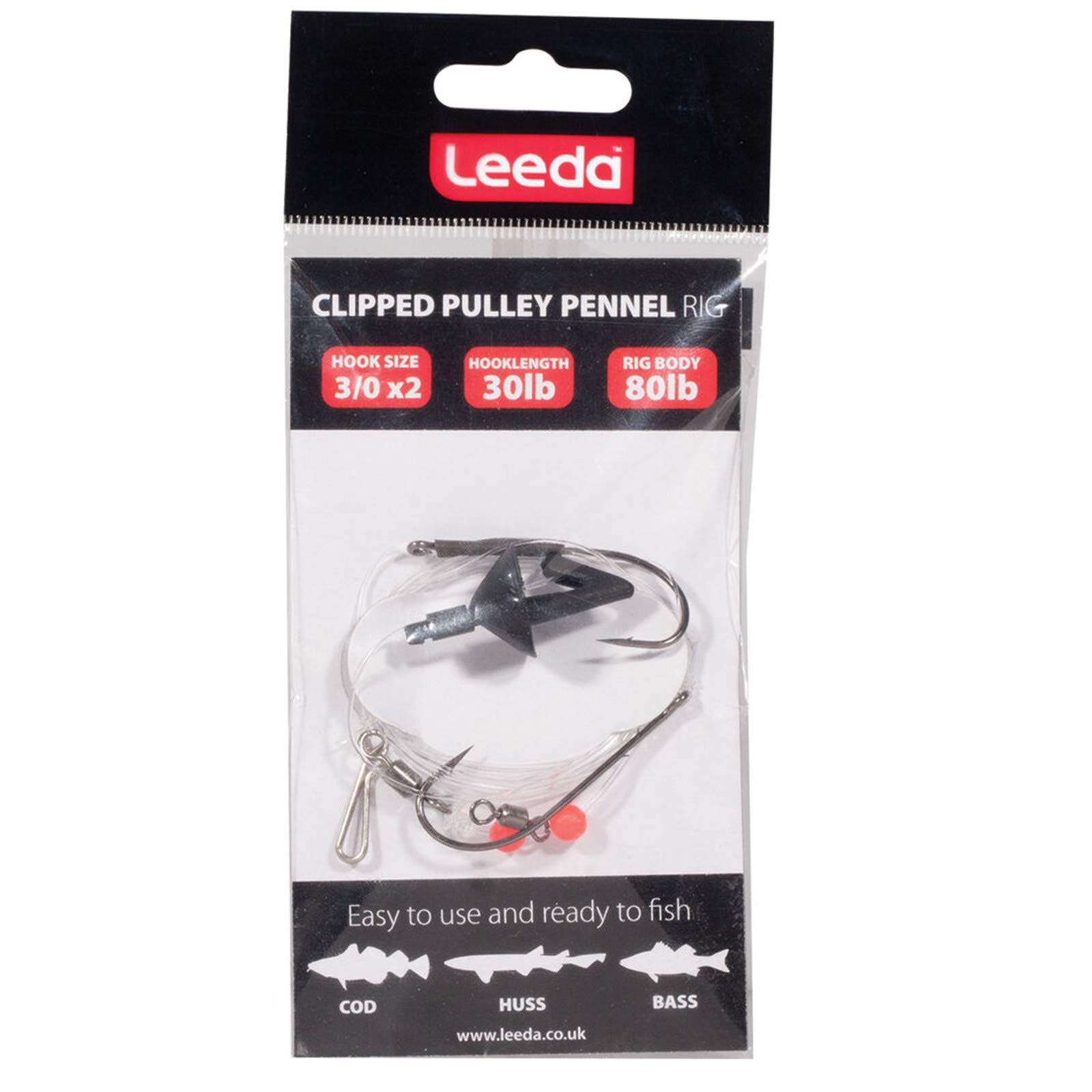 Leeda Sea Beach Fishing Clipped Pulley Pennel Rigs - L6010 - 3 RIGS FOR £7.95
