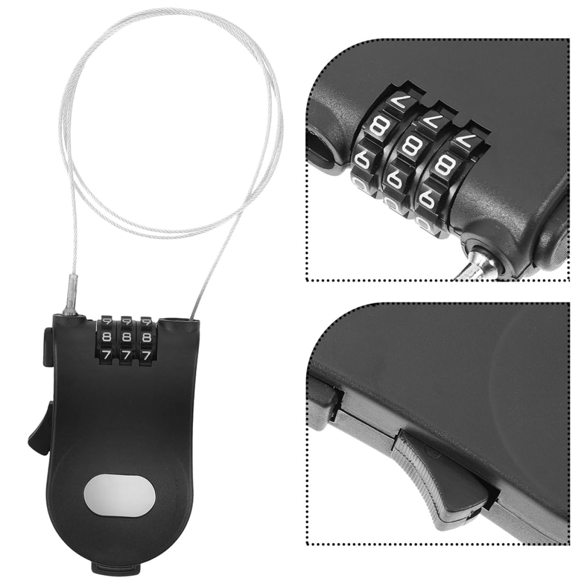 YARNOW 3 Set Lucchetto Antifurto Per Bicicletta Sicurezza Blocco Retrattile Attrezzatura Da Snowboard Blocco Della Scheda Fornitura Sportiva Serratura Compatta Plastica Black 2 Pezzi * 3