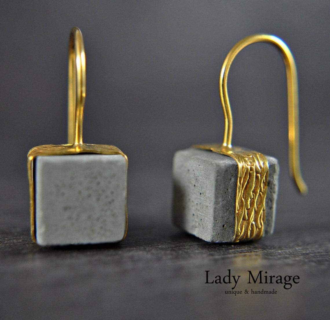 Set de regalo | Concreto Servicio de regalo incl. Latón | Chapado en oro | Regalo de joyería | Navidad | Hecho a mano | Regalo para mujeres | Cubo | Único