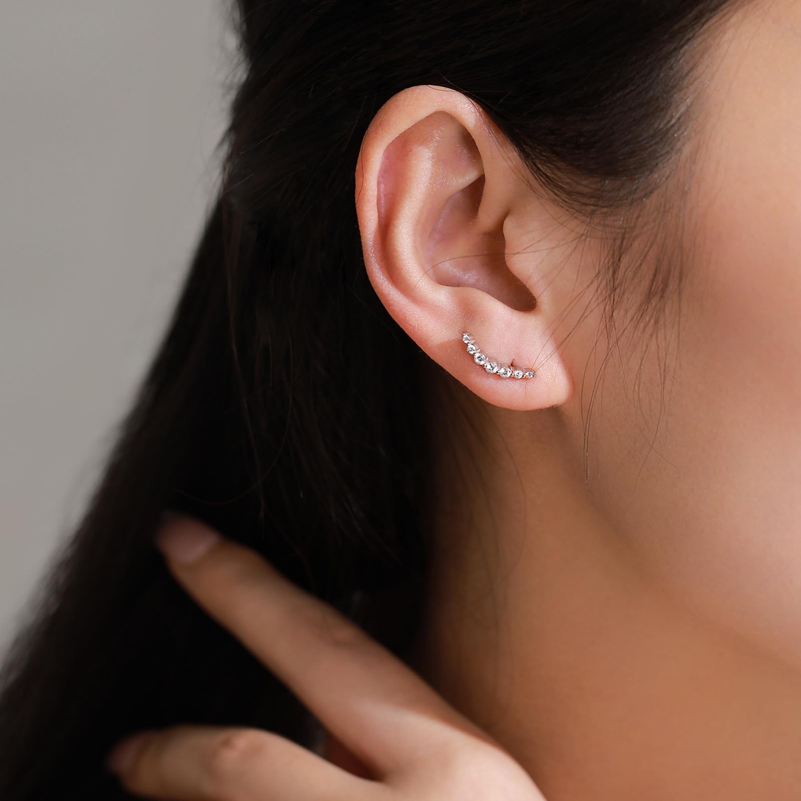 Juego de pendientes y collar de circonita cúbica para mujer, plata de ley 925, collar con colgante de sonrisa de plata y aretes de tuerca, juego de joyas para novia, esposa, ella, adecuado para