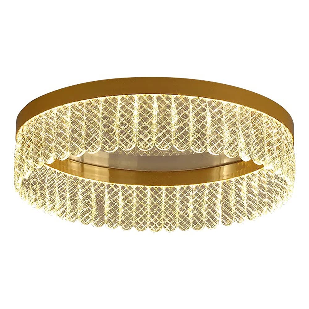 Lampes suspendues en cristal et lustre de salon rond à LED de 39CM