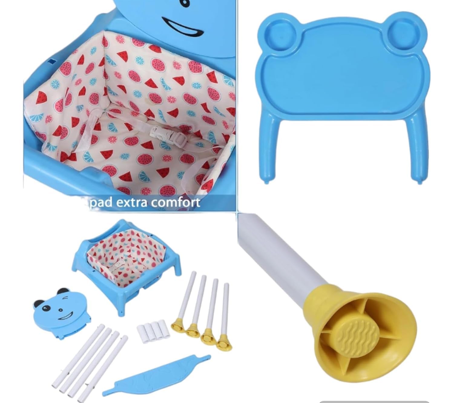 Pampam Sweety Baby Feeding Chair, 3-in-1, High Chair, Low Chair, Baby Chair, Blue 2