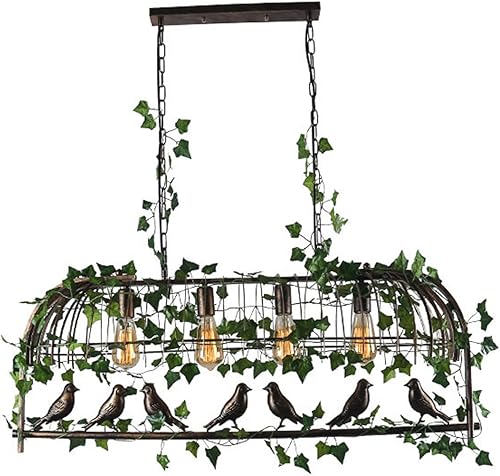 Modern Industrial Adjustable Hanging Light Fixture Retro Plant Black Iron Birdcage Chandelier Rural Farmhouse Restaurant Ceiling Lighting for