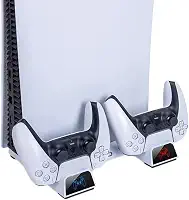 OIVO Suporte PS5 com ventosa de resfriamento e estação de carregamento de controle duplo para console Playstation 5 PS5, ventoinha com ventosa de resfriamento- cabo incluído