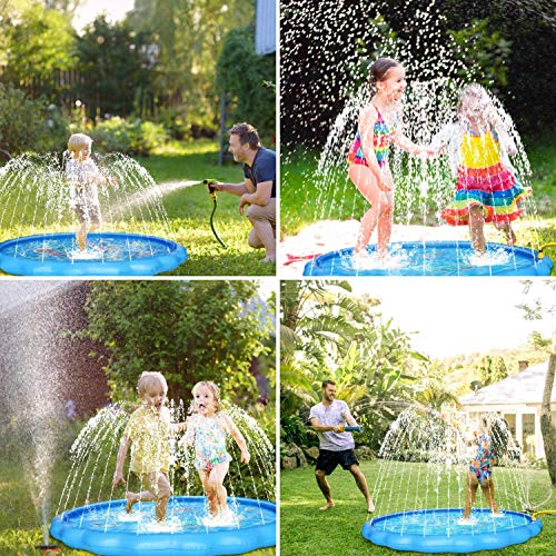 WOWGO Splash Pad for Kids - Upgraded 68" Children's Sprinkler Play Mat Summer Outdoor Water Pool Toys Wading Pool for Toddlers Baby, Outside Water Play Mat for 3-12 Years Old Children Boys Girls