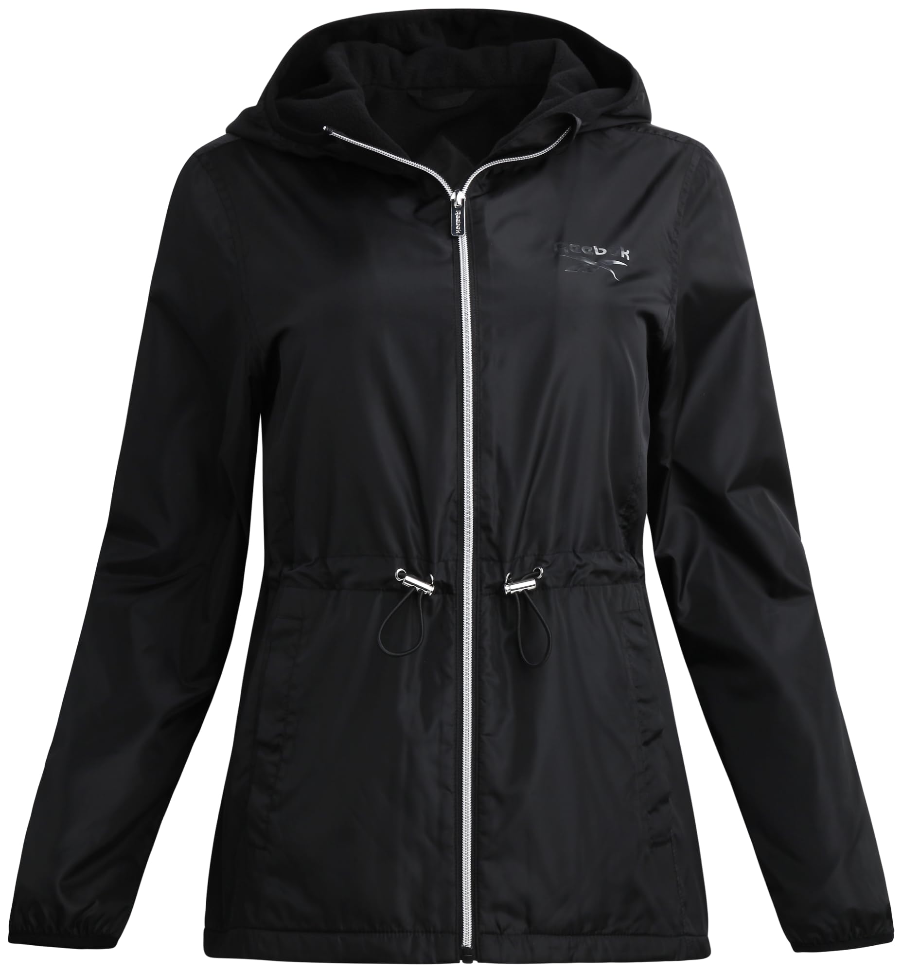 Reebok Womens Windbreaker Jacket - Water Resistant Polar Fleece Windbreaker Jacket for Women with Hood & Cinch Waist Toggles