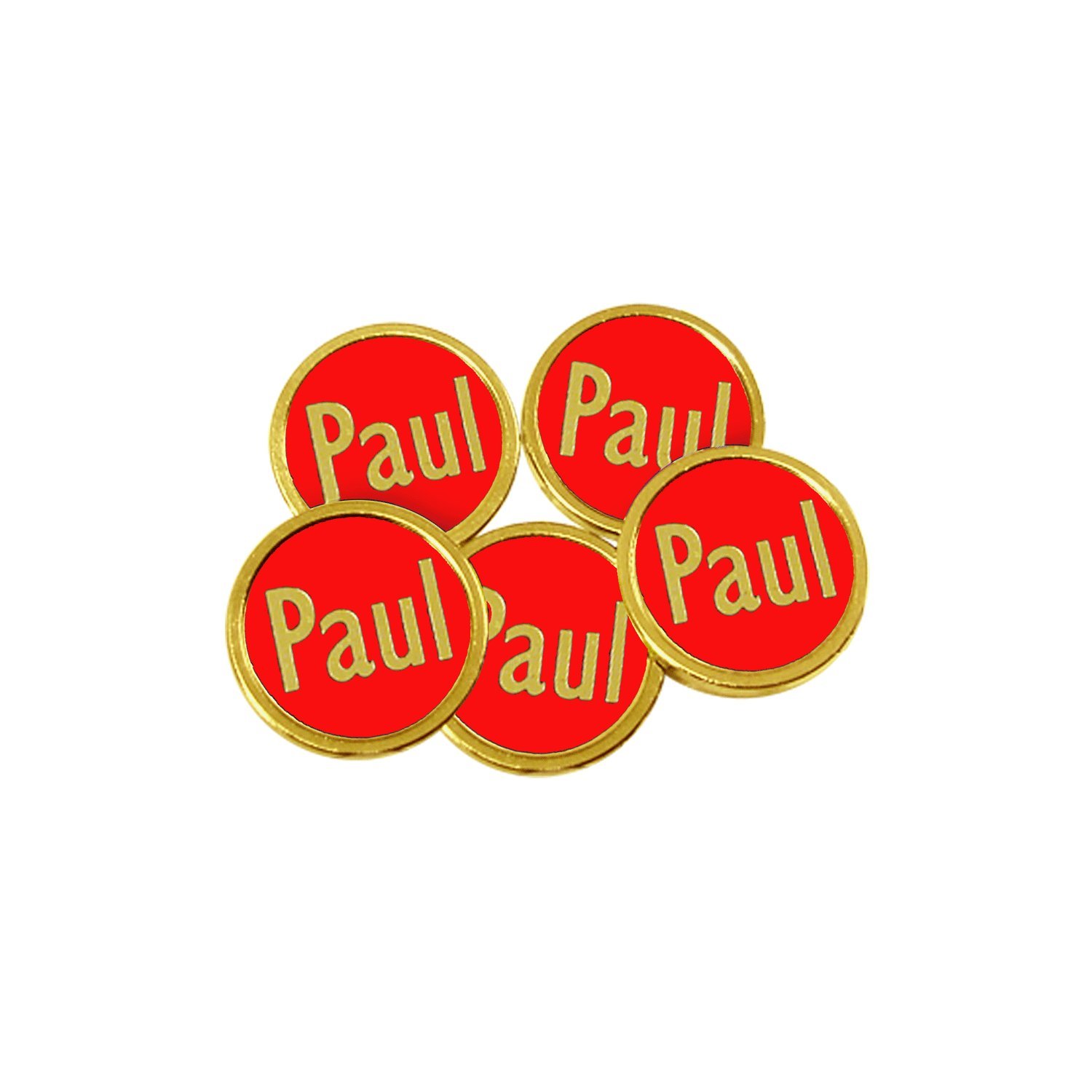 Personalised Flat Golf Ball Markers (Gold Coloured, Gold on Red) — image 1
