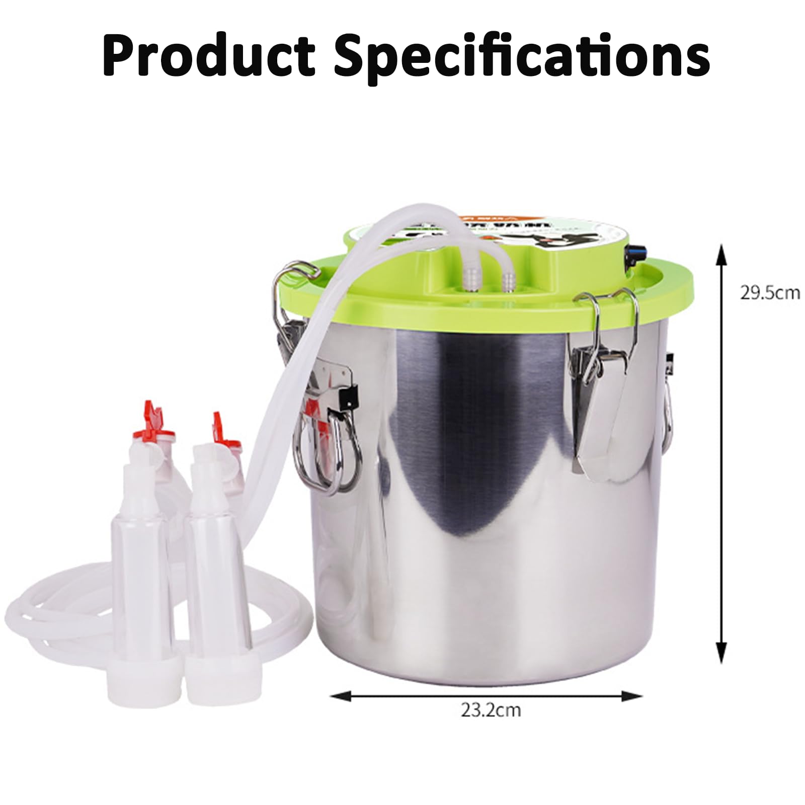 Mungitrice per capre, sistema di aspirazione a pulsazione da 8 l/12 l, con 2 tettarelle e spazzola, secchio in acciaio inox, aspirazione regolabile, design portatile ricaricabile