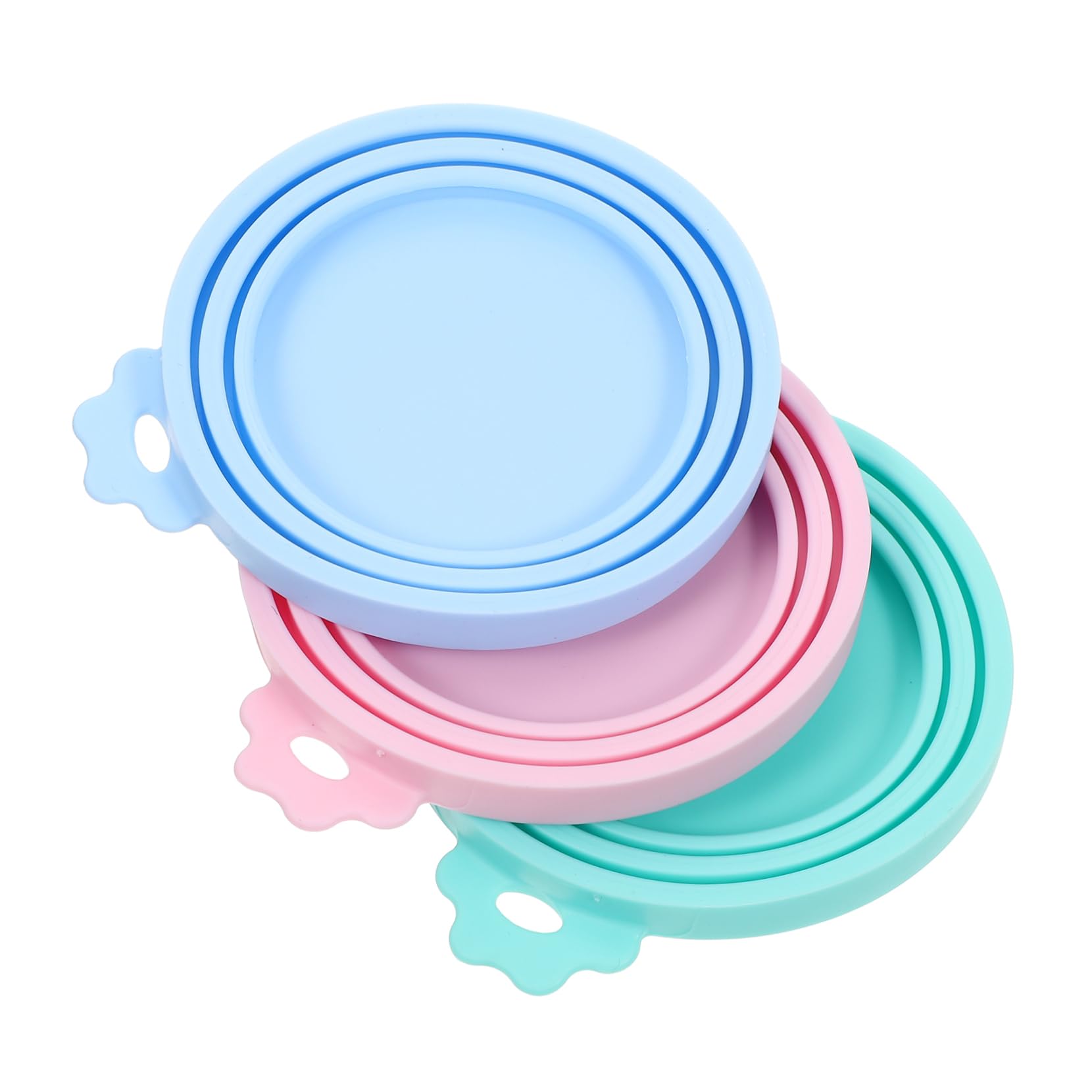 Totority Pet Food Can Lids and Spoon 3 Pack Reusable Lids for Cat Food Dishwasher Safe Fresh-Keeping Silicone Can Covers
