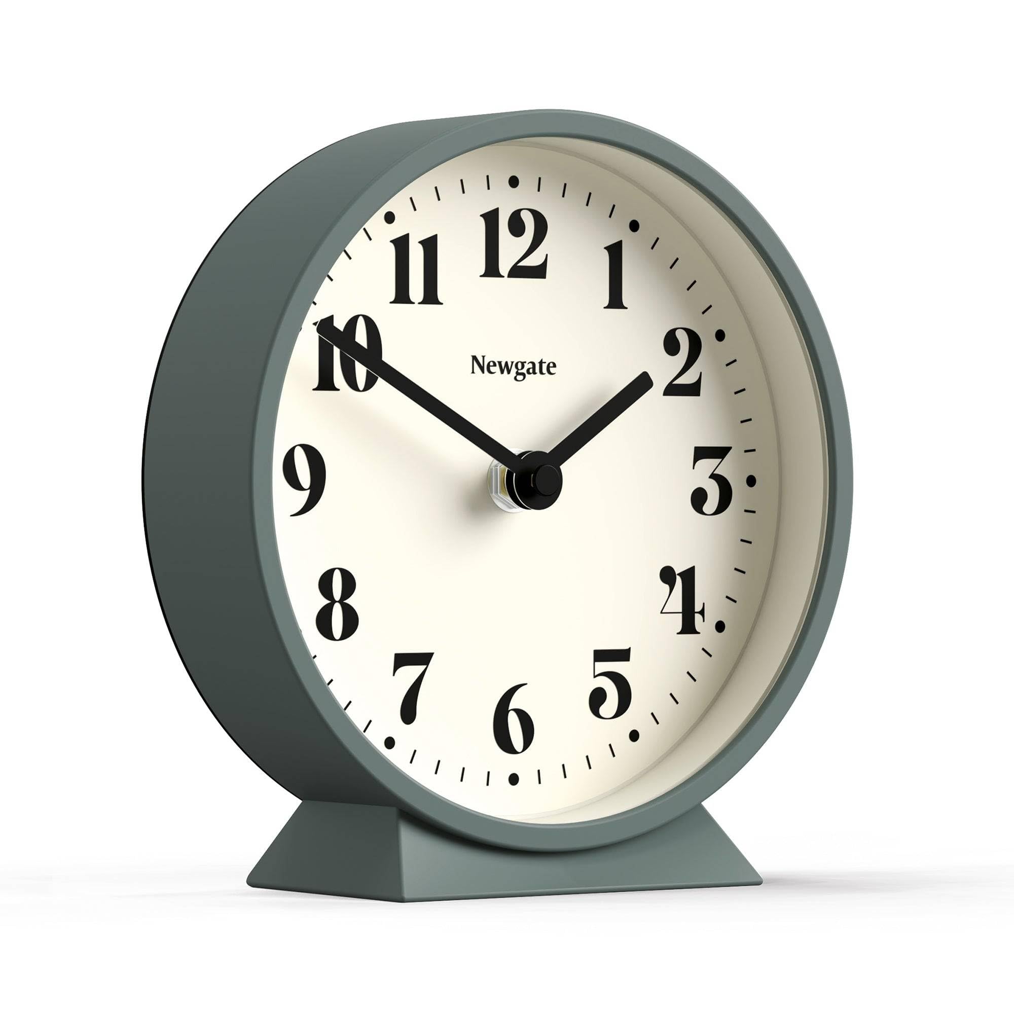 Newgate Green Newgate® Theatre Mantel Clock | Modern Classic Round Design | Asparagus | Contemporary Style For Desk, Table, Shelf Or Bedside