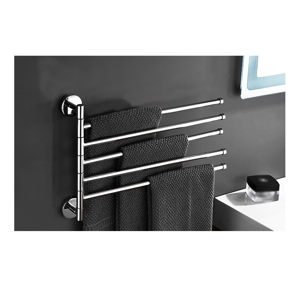 LMYSXAOZ Solid Brass Swivel Towel Rack Bar for Bathroom, Polished Chrome Heavy Duty Wall Mounted Folding Arm Swing Out Hanger Holder Space Saving Laundry 5bar
