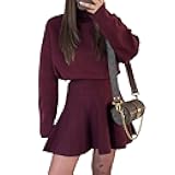 Women's Knit Jumper Dress, Ruffle Hem Dress Comfortable One-Piece Outfit for Short Fall Dresses for Women
