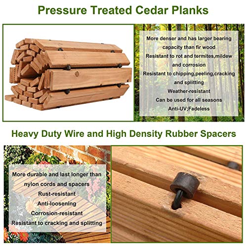 Kawuneeche Garden Hardwood Pathway 8' Weather-Resistant Straight Outdoor Patio Path Roll Out Wooden Curved Pathway Garden Boardwalk Walkways Flooring