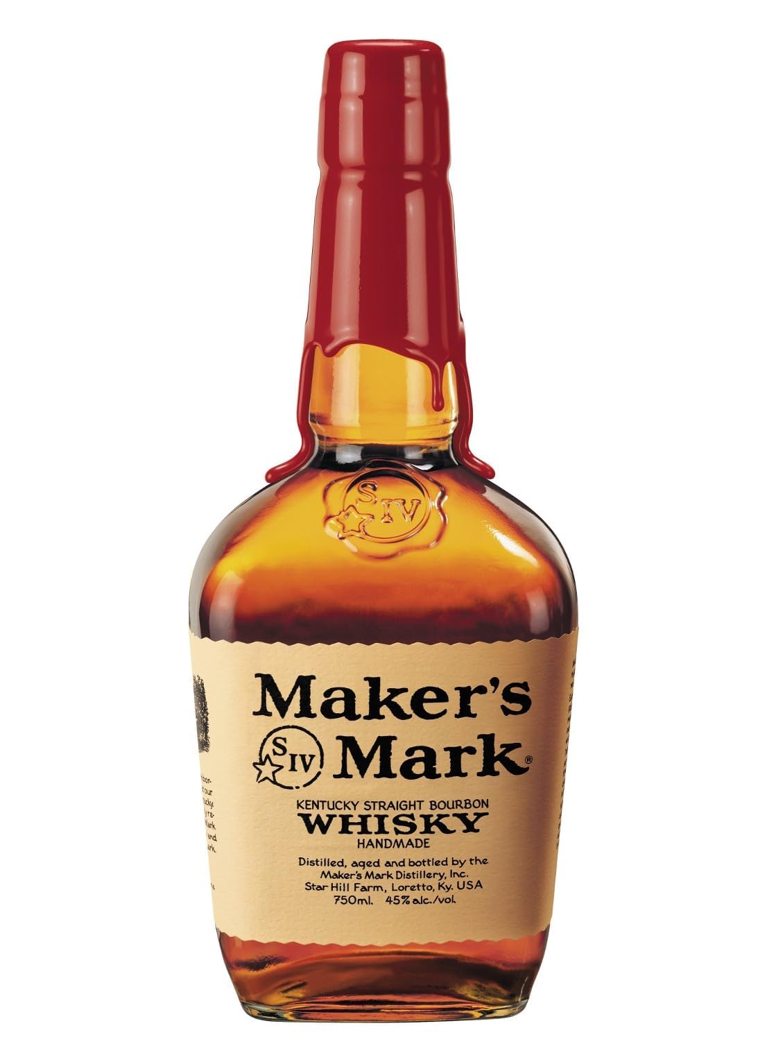 Maker's Mark, Kentucky Straight Bourbon Whisky, bourbon dolce e soft dall'iconica chiusura in cera rossa - bottiglia in vetro da 700ml