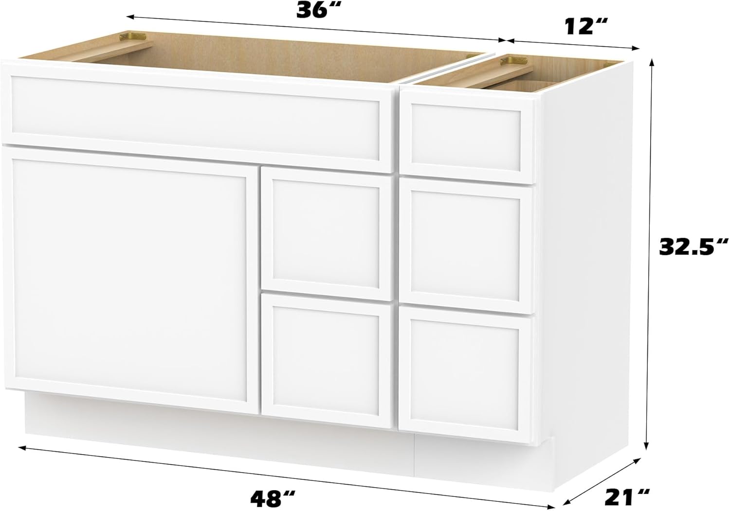 HOMEBEYOND 48 Inch Bathroom Vanity Cabinet Without Top,Unassembled Bathroom Vanity Storage Base Cabinet with Door and Shaker Drawer,Sturdy Floor Mounted Cabinet,White