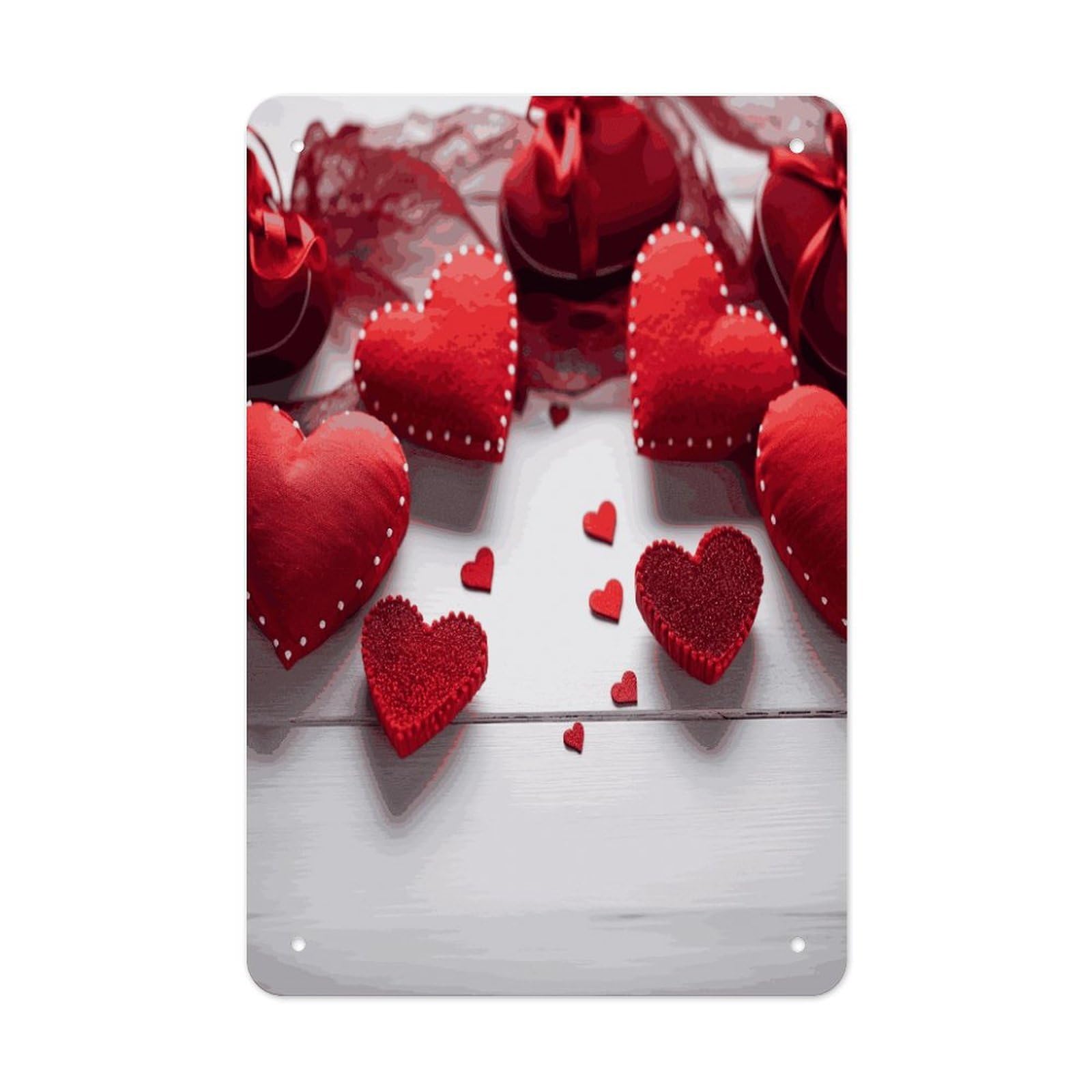 Btcowzrv Style Handmade Red Hearts Metal Tin Sign Wall Decor Hanging Plaque