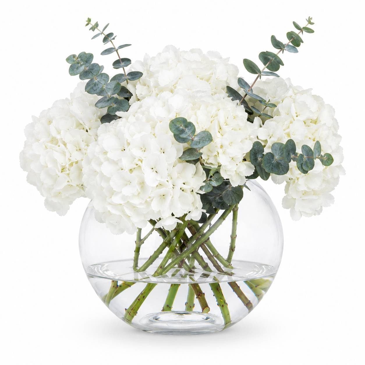 Queensway Home & Dining Clear Glass Flower Vase Fish Bowl Terrarium, Crystal Clear Round Vase with Wide Opening, Decorative Centrepiece for Weddings, Floral Arrangements & Home Decor - Meduim