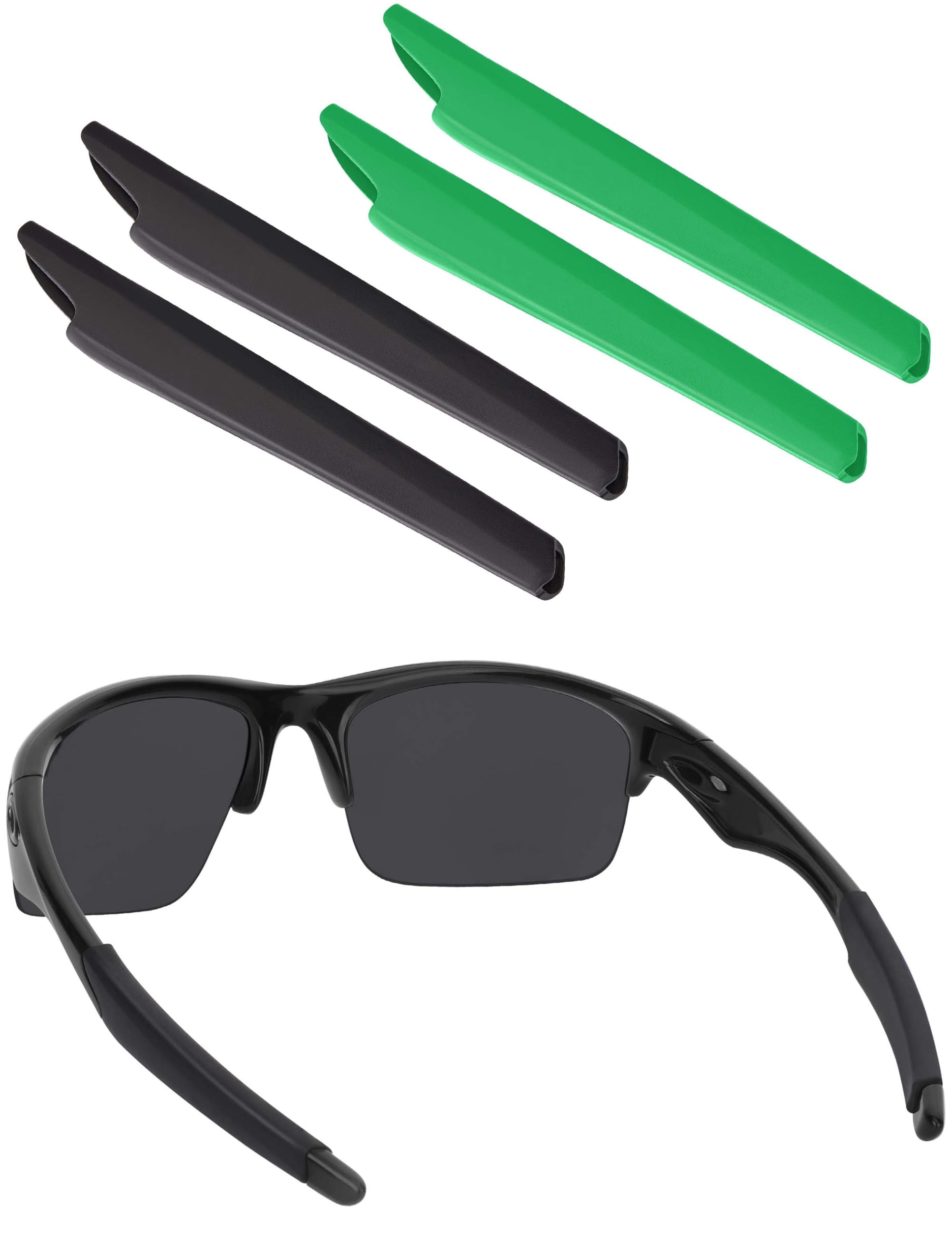 BLAZERBUCK Replacement Temple Sleeves Ear Socks for Oakley Bottle Rocket OO9164 Sunglass - Black + Deep Green