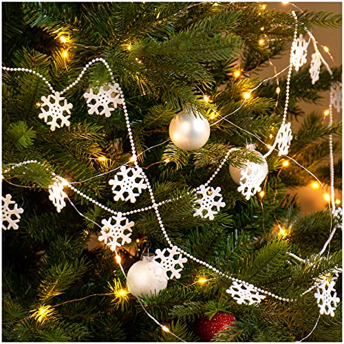 com-four® Girlande mit Schneeflocken - Girlande Weihnachten -...