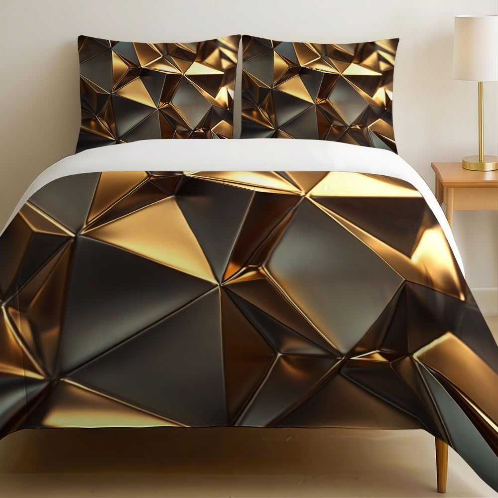 Parure de lit géométrique 240x260 housse de couette microfibre imprimé abstrait moderne