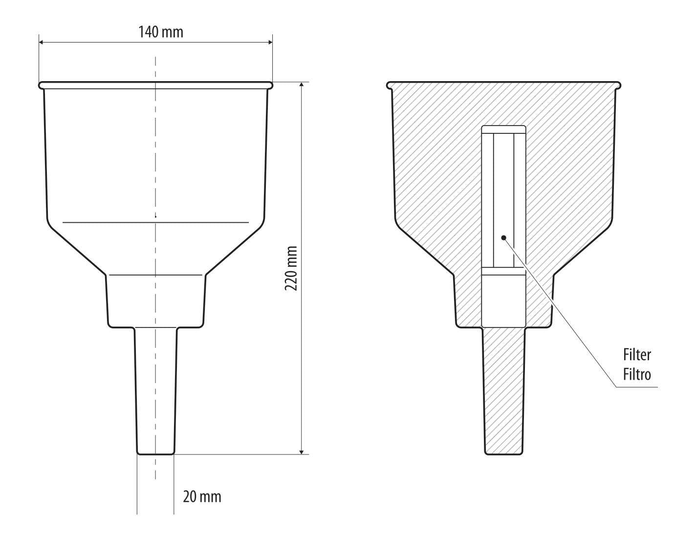 LAMPA 67036 Trichter inkl. Sieb 140/20mm 220mm 1,25L