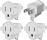 JACKYLED 4-Pack ETL Listed 2-to-3 Prong Grounding Outlet Adapters - Fireproof 392°F Heavy Duty for Old Homes, Travel & Appliances