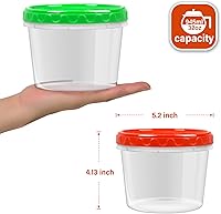 Vista 16 de EONJOE Recipientes de plástico de 2 onzas con tapas, recipiente pequeño para aderezo de ensalada para llevar, tazas para salsas y condimentos